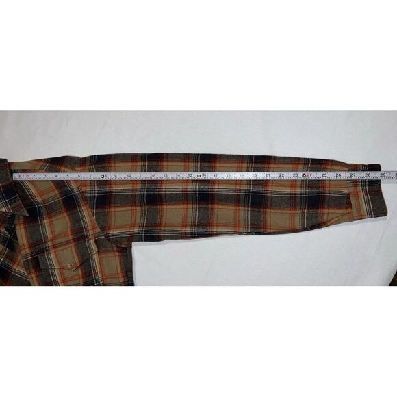 Vintage Pendleton Men's M/L 15 1/2 42" Chest Plaid Shirt Red Tan Gray Wool EUC - Picture 9 of 13